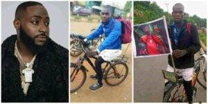 Read more about the article ‘Turn around, I’m not home’ – Davido tells man riding bicycle from Benue to see him