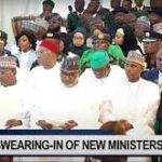 Tinubu administers the oath to ministers.