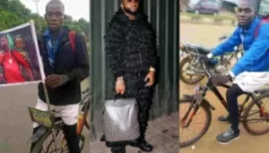 Read more about the article Benue Cyclist, Lands in Hospital After 15-Day Road Trip to Lagos in Quest to See Davido