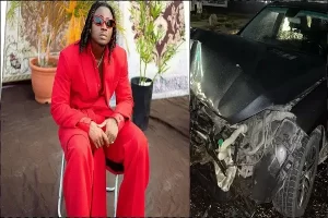 Read more about the article “Logos Olori, an artist signed under Davido’s label, narrowly avoids a life-threatening car accident.”