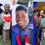 “Jaiye Kuti expresses immense joy as her son successfully earns a law degree from Afe Babalola University.”